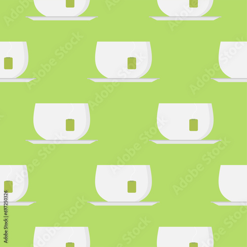 cup of tea seamless pattern vector illustration. tea cup engraving seamless pattern on light background. Vintage hand drawn bages set. Illustration for menu, ads