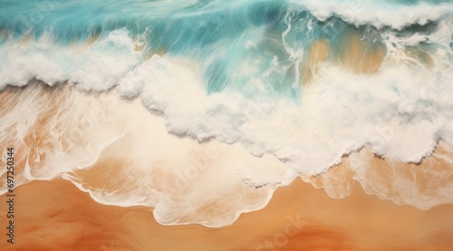 Generative AI image of beach front beach scene water landscape aerial