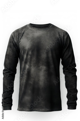 Stonewashed Blank Black Long Sleeve T-shirt Mocup photo