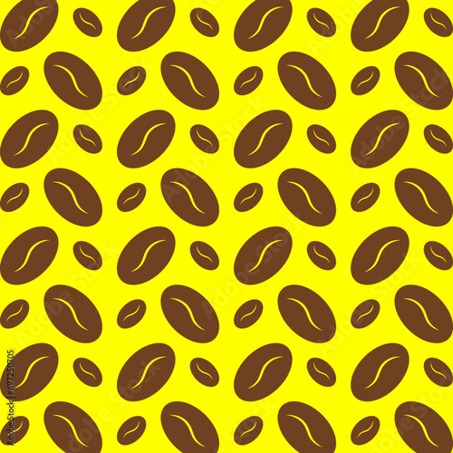 Coffee bean repeating pattern colorful vector illustration background