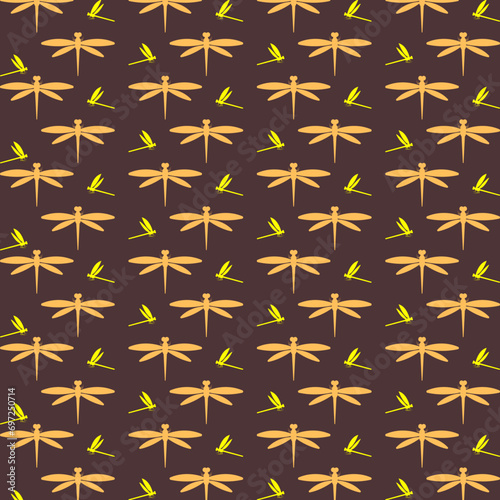 Dragonfly repeating pattern colorful vector illustration background