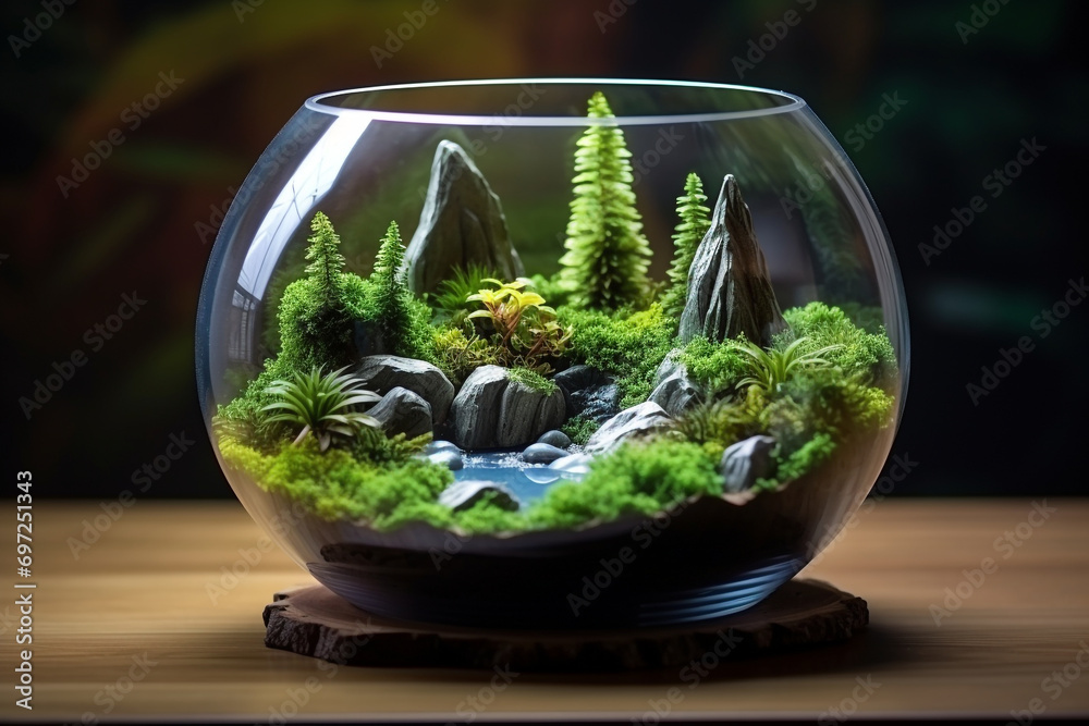 Small terrarium bowl with rainforest plant for house decoration Small terrarium bowl with rainforest plant for house decoration