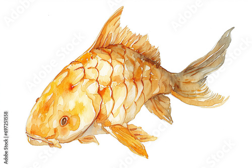 Watercolor painting of Koi fish, generative Ai