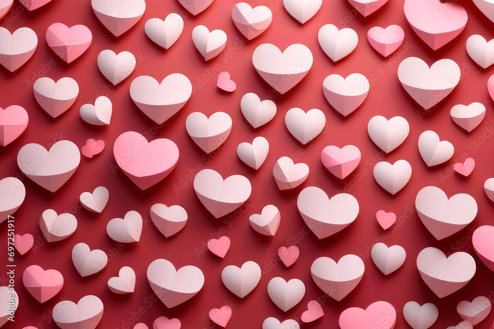 Valentines day patterns in paper art and craft style.