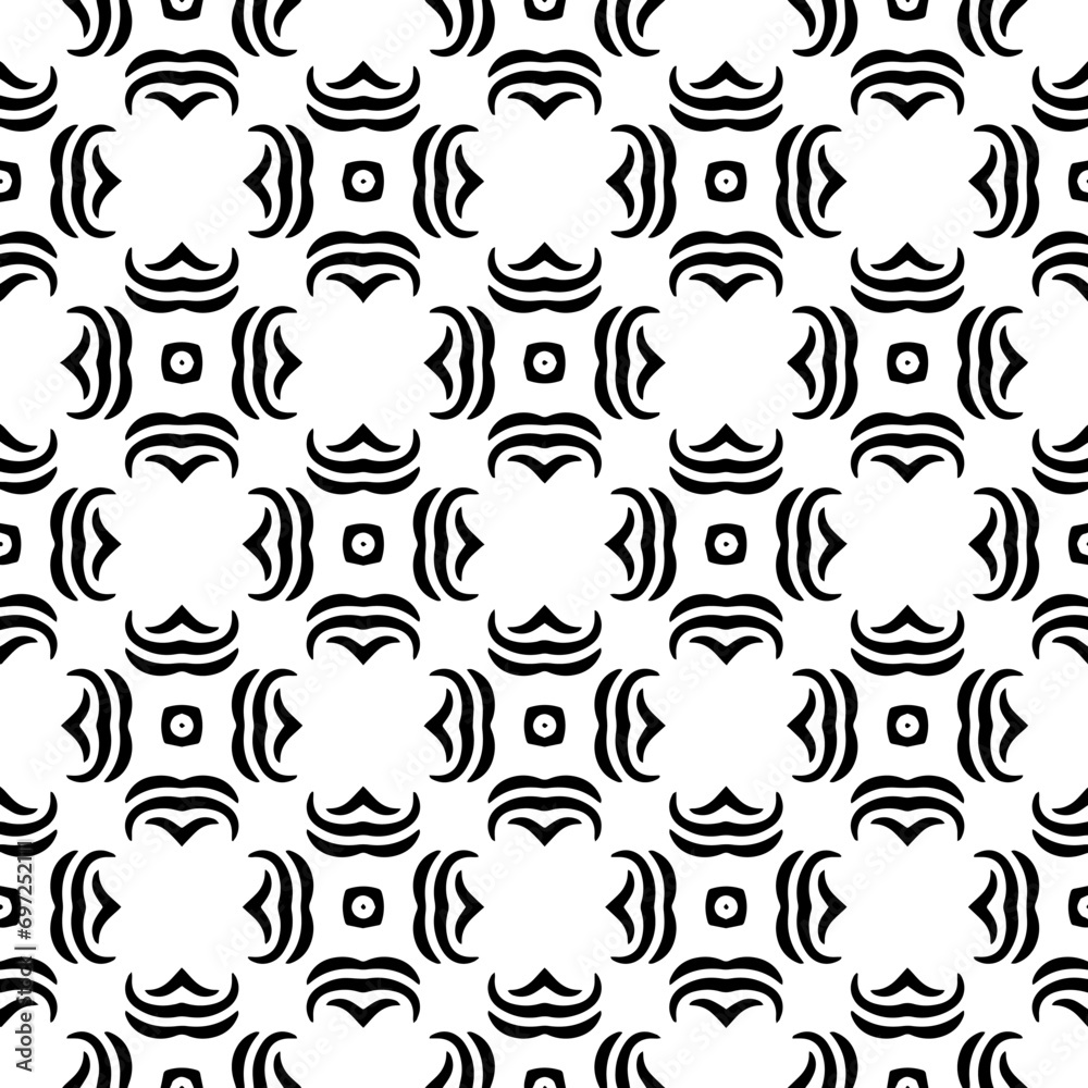 Abstract Shapes.Vector Seamless Black and White Pattern.Design element for prints, decoration, cover, textile, digital wallpaper, web background, wrapping paper, clothing, fabric, packaging, cards, ti