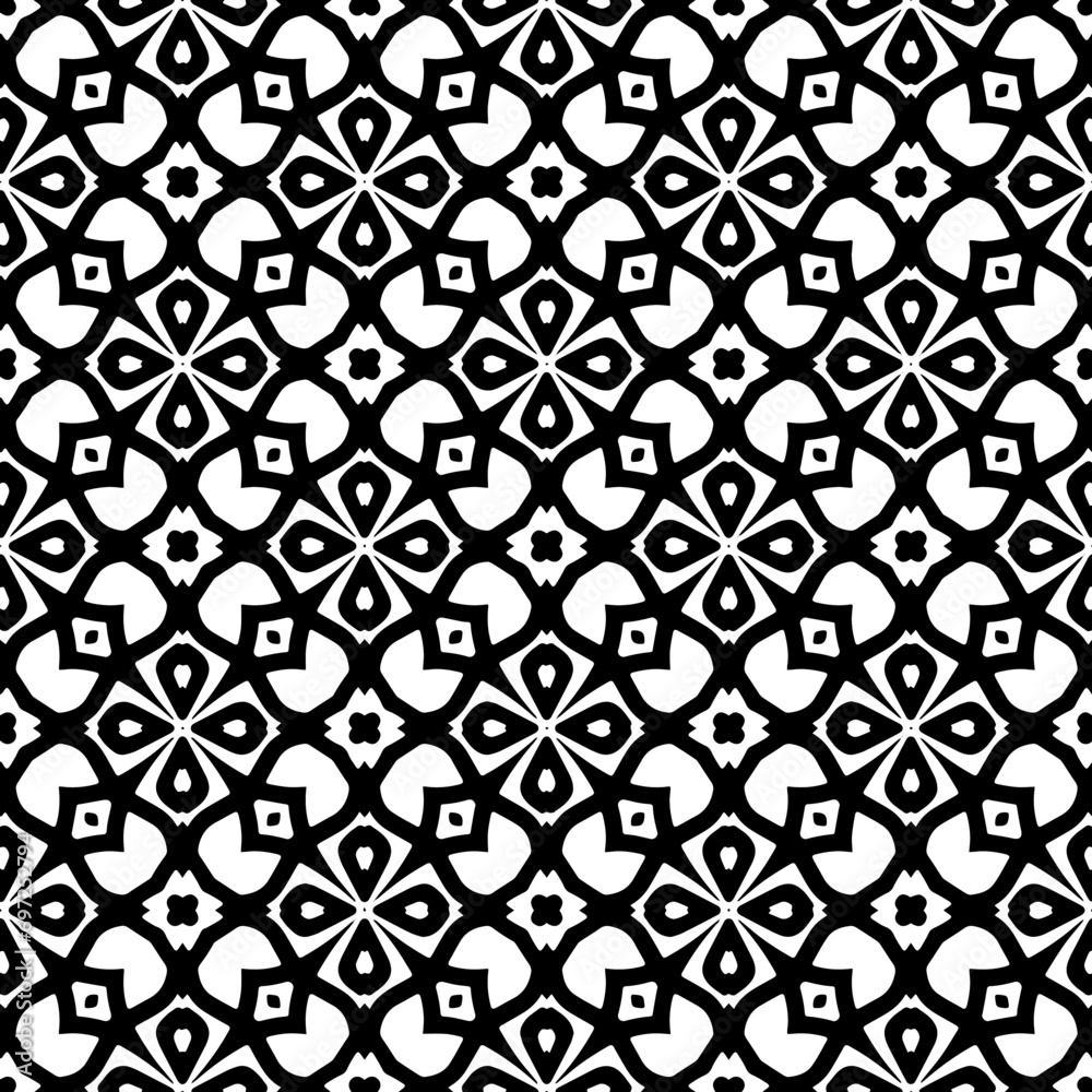 Abstract Shapes.Vector Seamless Black and White Pattern.Design element for prints, decoration, cover, textile, digital wallpaper, web background, wrapping paper, clothing, fabric, packaging, cards, ti Abstract Shapes.Vector Seamless Black and White Pattern.Design element for prints, decoration, cover, textile, digital wallpaper, web background, wrapping paper, clothing, fabric, packaging, cards, ti