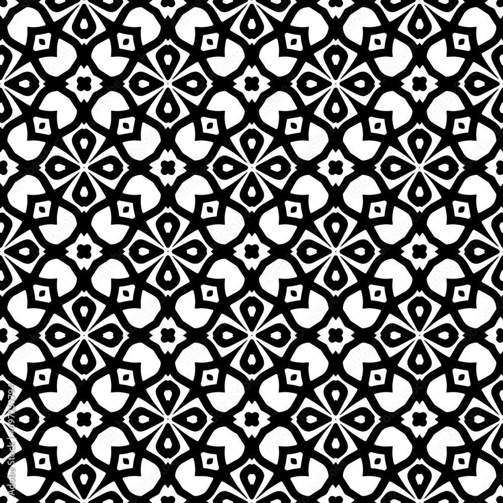 Abstract Shapes.Vector Seamless Black and White Pattern.Design element for prints, decoration, cover, textile, digital wallpaper, web background, wrapping paper, clothing, fabric, packaging, cards, ti