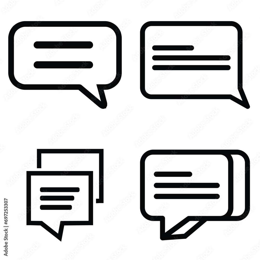 Chat icon message symbol. Online message speech bubble social media app. Web chat sign. Chat icon message symbol. Online message speech bubble social media app. Web chat sign.