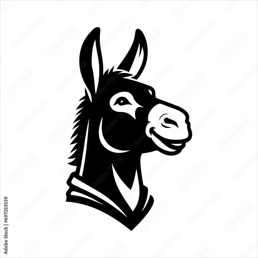 Funny donkey portrait. Vector illustration.