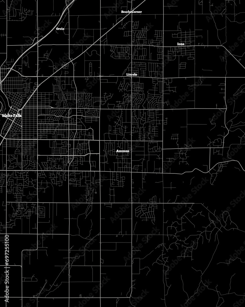 Ammon Idaho Map, Detailed Dark Map of Ammon Idaho Stock Illustration