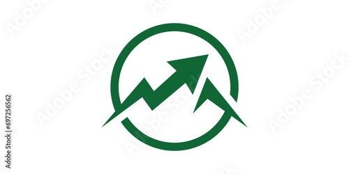 logo design combination of mountain shape with arrow or growth sign, icon, vector, symbol.