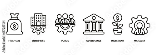 Asset Management icon vector illustration banner web icon for Asset, management, Financial, enterprise, public, governance, invesment, manager photo