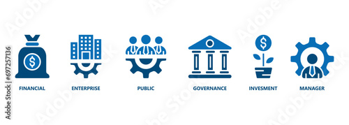 Asset Management icon vector illustration banner web icon for Asset, management, Financial, enterprise, public, governance, invesment, manager photo