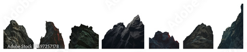 Isolated Mountain Cliff Set - Stone Ridge Cutout - Crisp Cliff Silhouette - Mountain Summit PNG - rocky jagged formation - stone cliff - mountain top - silhouette cutout of a rocky formation