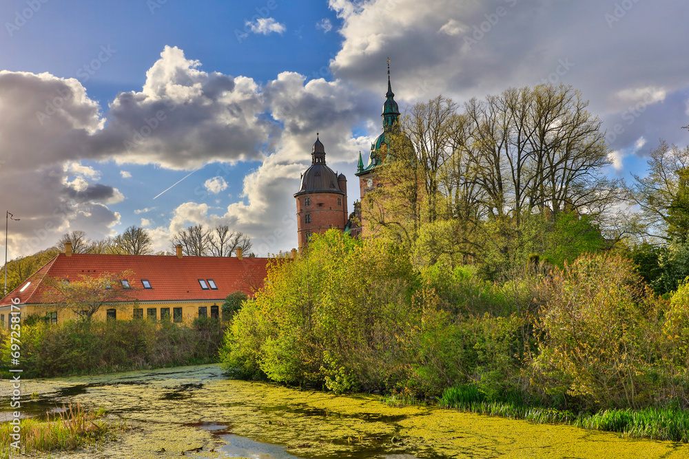 Naklejka premium Denmark Vallo Castle view on a sunny spring day