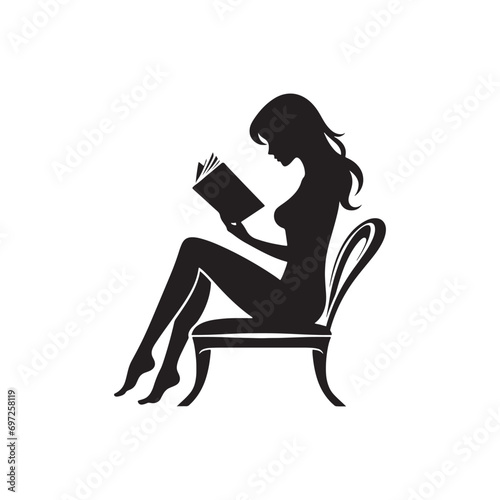 Desert Drifter: Woman Reading Silhouette, A Nomad of Narratives Roaming the Literary Sands of Imagination
