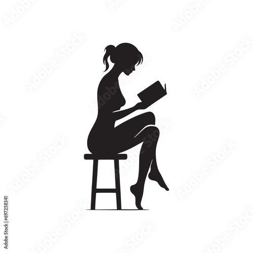 Rainy Day Reverie: Woman Reading Silhouette under a Cozy Canopy, Raindrops Patter on Her Book of Imagination
