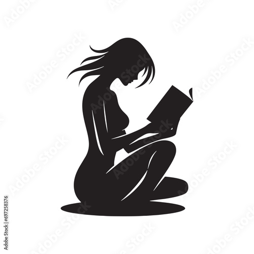 Coastal Contemplation: Woman Reading Silhouette by the Sea, Waves Harmonizing with the Pages of Her Oceanside Odyssey
