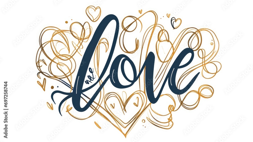 Love word hand drawn lettering. Salmon colour painting Love where v is a heart shape and word you is in the heart. Text design for banner. Salmon colour text on white background. Love word hand drawn lettering. Salmon colour painting Love where v is a heart shape and word you is in the heart. Text design for banner. Salmon colour text on white background.