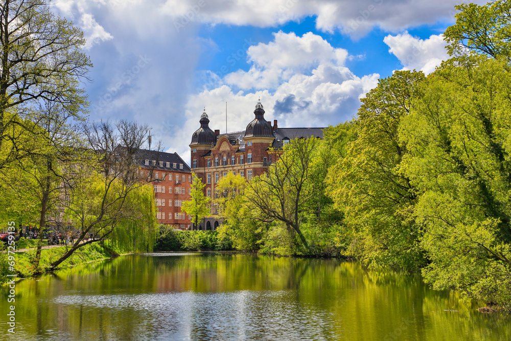 Denmark Copenhagen city view on a sunny spring day