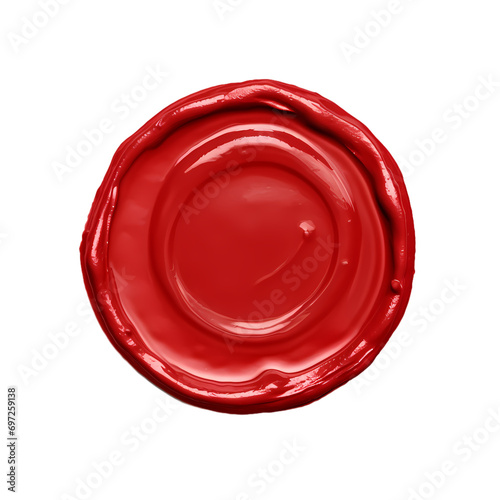 Rough red wax seal isolated on transparent background