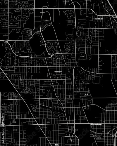 Glenview Illinois Map, Detailed Dark Map of Glenview Illinois photo