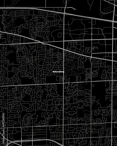 Schaumburg Illinois Map, Detailed Dark Map of Schaumburg Illinois photo