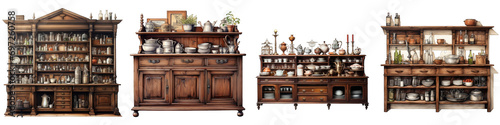 Dining room cabinets Hyperrealistic Highly Detailed Isolated On Transparent Background Png File