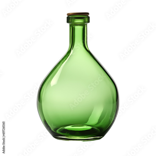 Green glass bottle isolated on transparent background
