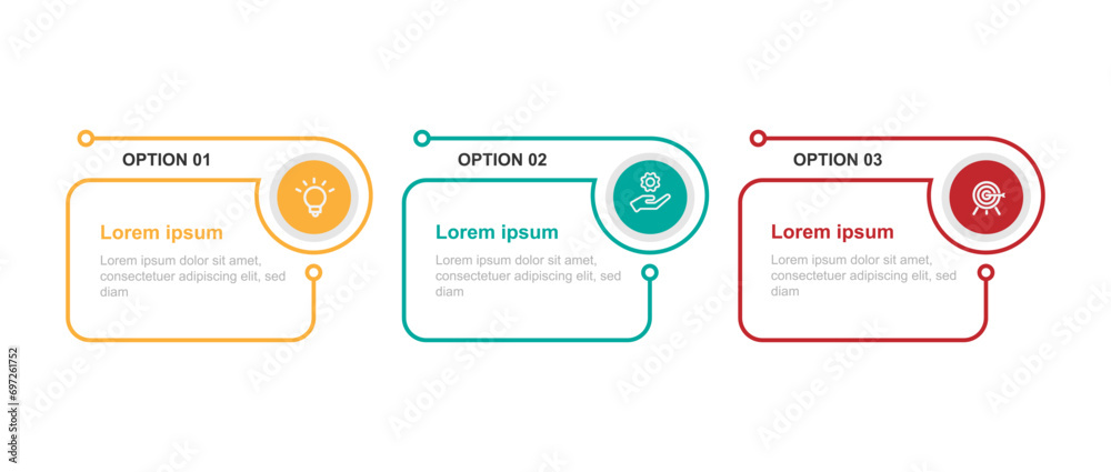 Fototapeta premium Infographic template vector element with 3 step process or options 