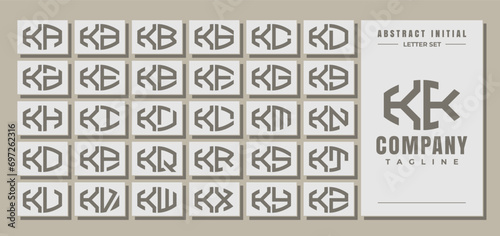 Minimalist line curve abstract letter K KK logo design set photo