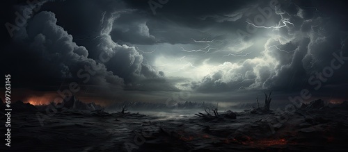 Stormy dark cloudscape with potential disasters and a gloomy atmosphere. © TheWaterMeloonProjec