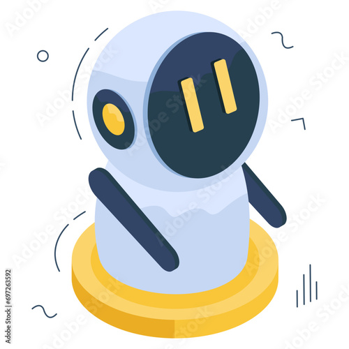 A colored design icon of robot

