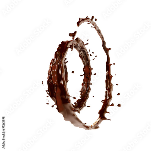 Chocolate fluid spiral splash Isolated 3d illustration