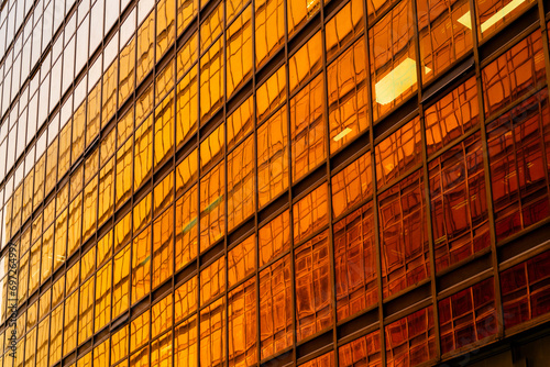 Colorful minimalistic building exterior during sunset