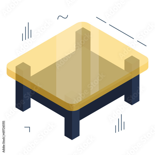 Editable design icon of square table

