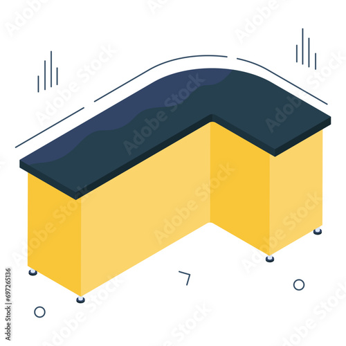 Conceptual isometric design icon of reception table 

