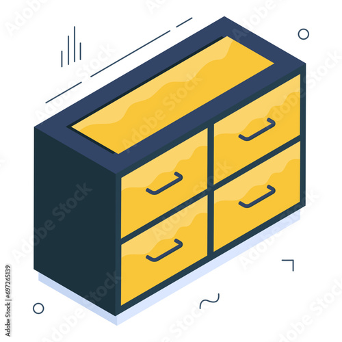 Premium download icon of drawer table
