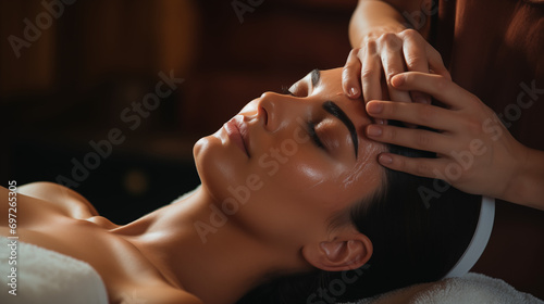  a focus on realism  a beautician provides a thorough cleansing and moisturizing session for the face of a young female