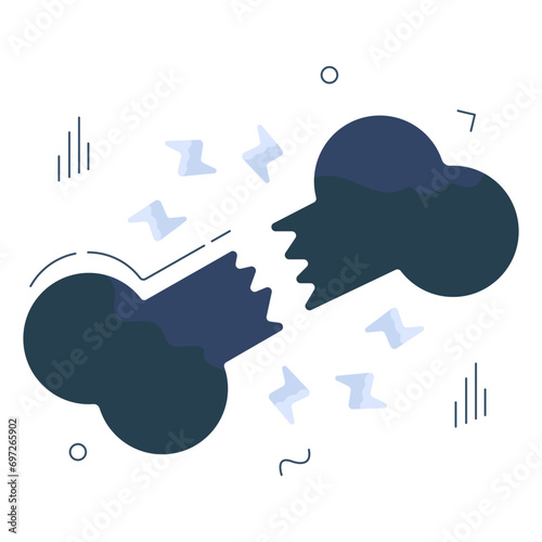 A flat design icon of broken bone 

