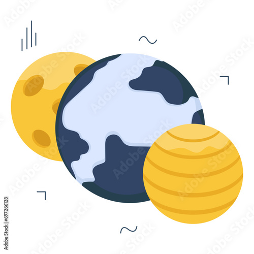 Editable design icon of planets 

