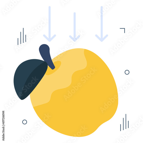 Colored design icon of falling apple 

