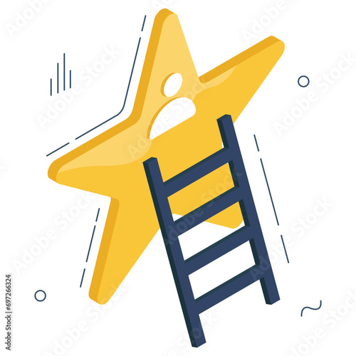 Editable design icon of level skill ladder 

