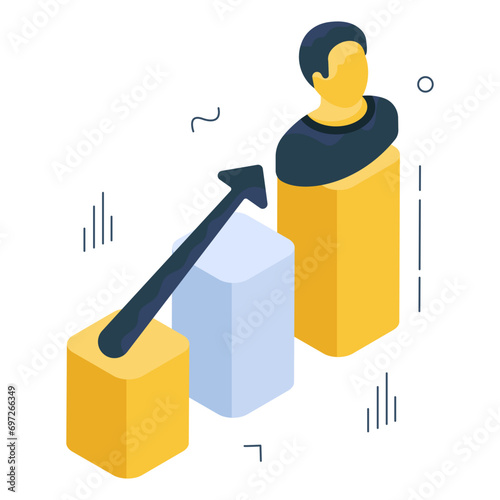 Employee growth icon in isometric design isolated on white background

