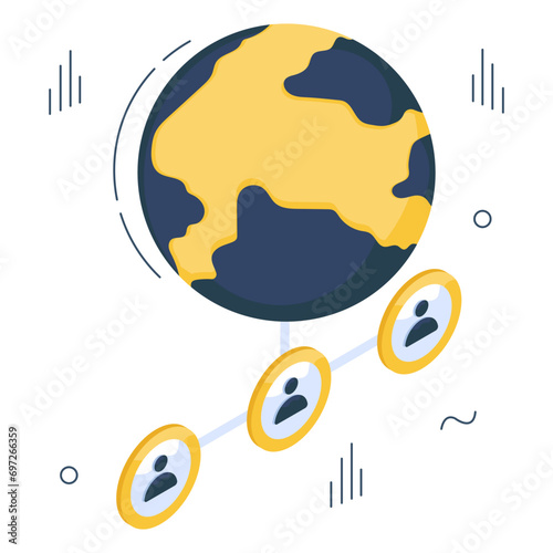 Editable design icon of global users 

