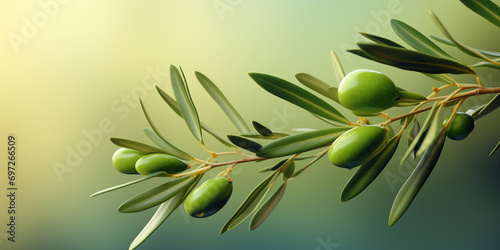 Isolated Olive Branch on Solid Background  Copyspace  Generative Ai