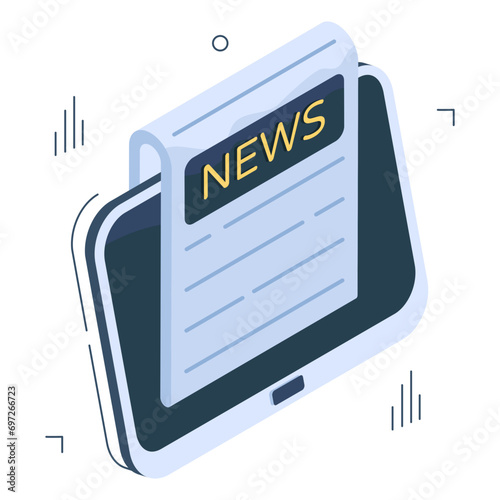 Editable design icon of mobile news

