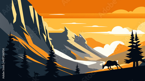 Noble pronghorn antelope on the run. vektor icon illustation