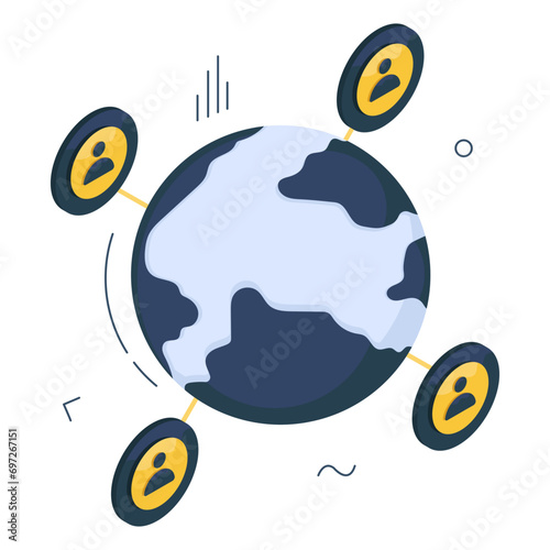 Editable design icon of global users 

