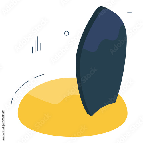 Adventure board icon, trendy design of surfboard